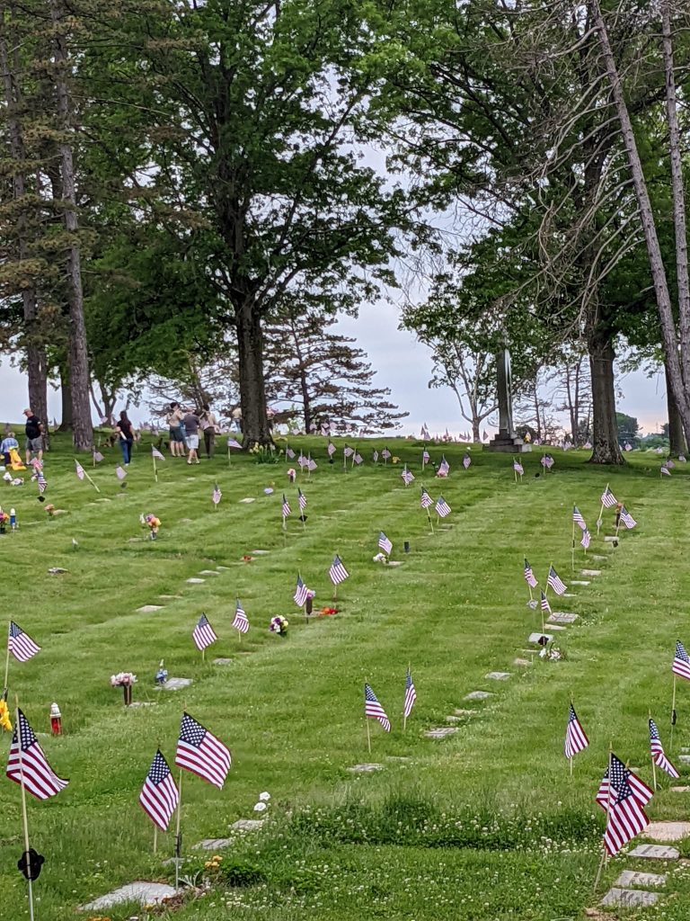 cemetery with flags